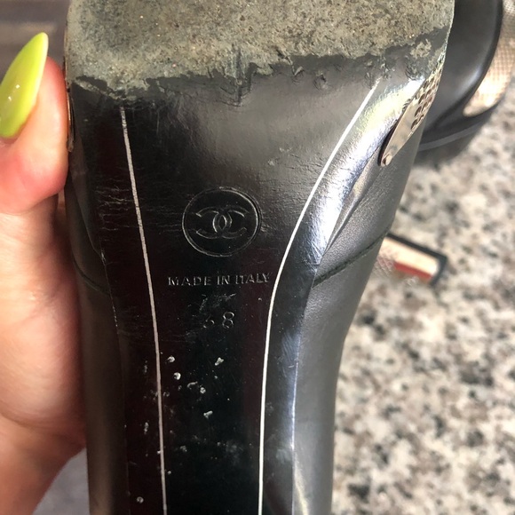 Chanel Black Lamb Skin and Silver Metal Chain Mail Ankle Boots size 38 - Picture 9 of 13